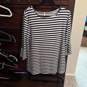 Chic Striped 3/4 Sleeve Top